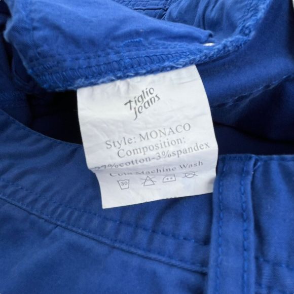 Tiglio Sport Chino Jeans Pants Monaco Style Blue Straight Leg Men's Size 34x30 - Picture 11 of 16